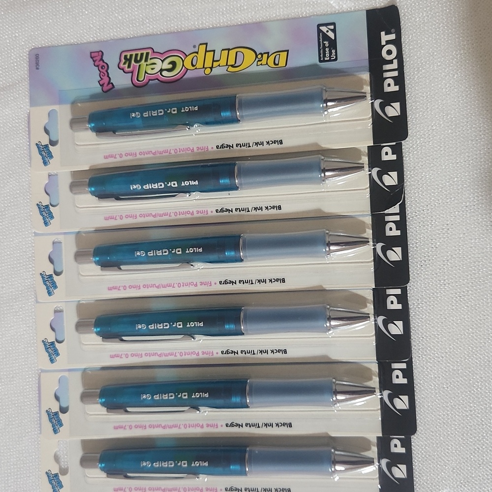 Pilot blue NEON Barrel fine point Pen Dr Grip Black Gel Ink individual Pilot